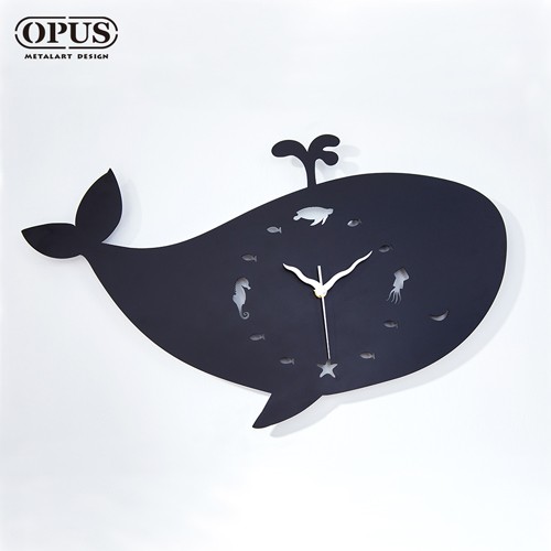 OPUS東齊金工 歐式鐵藝時鐘-藍鯨小夜曲 經典黑 裝飾藝術掛鐘 雷射雕刻 CL-Wh10(B)