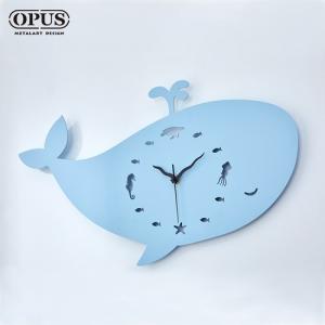 OPUS東齊金工 歐式鐵藝時鐘-藍鯨小夜曲 天藍 裝飾藝術掛鐘 雷射雕刻 CL-wh10(SB)