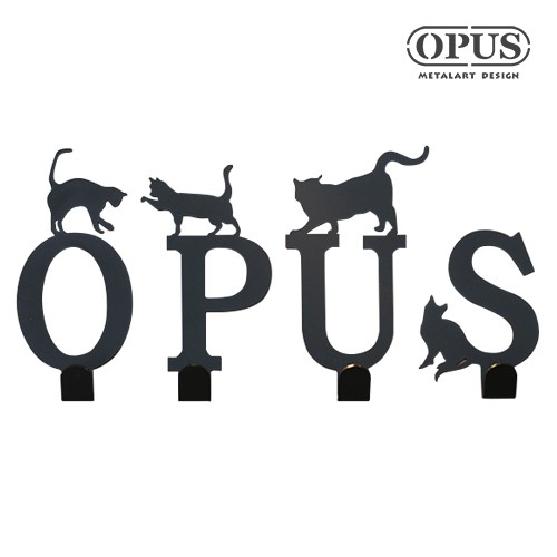 歐式鐵藝 當貓咪遇上字母<掛勾組>經典黑 壁飾掛鉤 英文字母拼字 OPUS 東齊金工