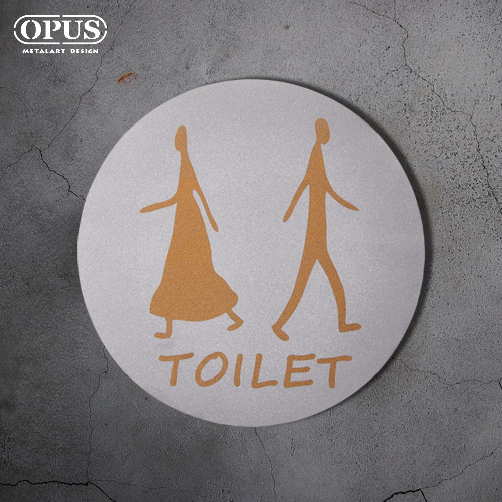 歐式鐵藝-廁所標示牌-圓形款TOILET《邂逅_不鏽鋼》 戶外WC 洗手間指示牌【OPUS東齊金工】SB-to02(S)