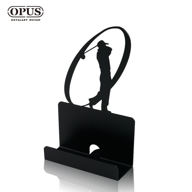 OPUS東齊金工 歐式鐵藝 揮桿擊球名片座 高級名片架 會展用品 金屬商務名片盒 CA-go12
